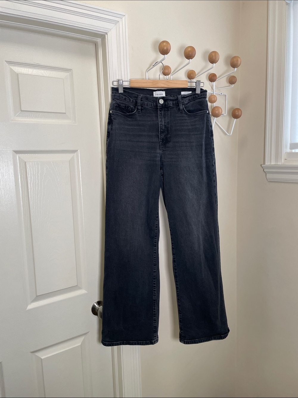 Frame Denim - Le Slim Palazzo Washed Wide-Leg Jeans Black 29